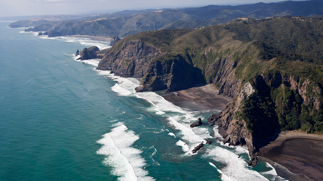 Coastal cliffs near Piha Beach.