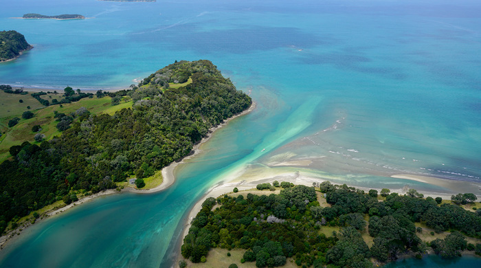 Wenderholm headland and Mahurangi Island.