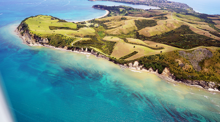 Te Haruhi Bay and Whangaparāoa Peninsula beyond.